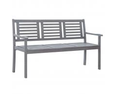vidaXL Banco de jardín 3 plazas madera maciza de eucalipto gris 150 cm