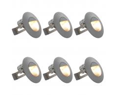 vidaXL Lámparas LED de pared para jardín 6 uds. redonda plateada 5 W