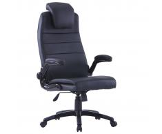vidaXL Silla negra giratoria y ajustable de cuero artificial