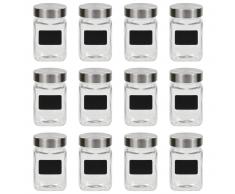 vidaXL Tarros de almacenaje con pegatina 12 unidades 300 ml