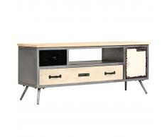 vidaXL Mueble para TV de madera de mango maciza y acero 120x30x45 cm