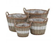 vidaXL Jardineras de mimbre con forro de PE 4 unidades