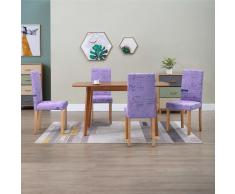 vidaXL Sillas de comedor 4 unidades tela moradas