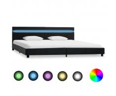 vidaXL Estructura de cama con LED cuero sintético negro 180x200 cm
