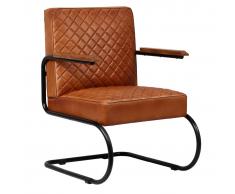 vidaXL Sillón de cuero auténtico 63x75x88 cm marrón claro