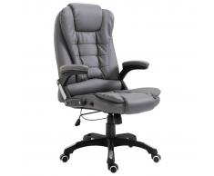 vidaXL Silla de oficina de cuero sintético gris antracita