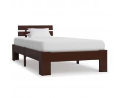 vidaXL Estructura de cama madera maciza pino marrón oscuro 100x200 cm