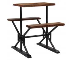 vidaXL Mesa de bar con bancos madera maciza reciclada 80x50x107 cm