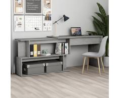 vidaXL Escritorio esquinero de aglomerado gris hormigón 200x50x76 cm