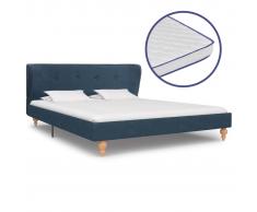 vidaXL Cama con colchón viscoelástico tela azul 140x200 cm