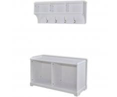 vidaXL Set de perchero de pared blanco y gabinete