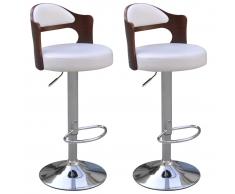 vidaXL Taburetes de bar 2 unidades madera curvada y cuero artificial
