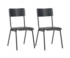 vidaXL Sillas de comedor 2 uds madera contrachapada y acero negro