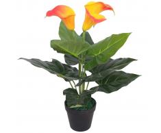 vidaXL Planta Cala Lilly artificial con macetero roja y amarilla 45 cm