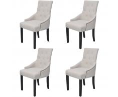vidaXL Sillas de comedor 4 unidades tela color crema