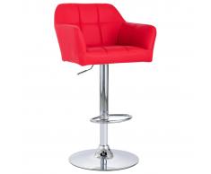 vidaXL Taburete de cocina con reposabrazos cuero sintético rojo