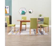 vidaXL Silla de comedor 4 unidades tela verde