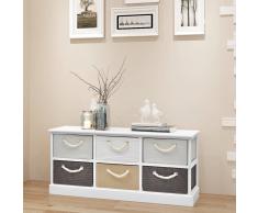 vidaXL Banco de almacenaje 6 cajones madera
