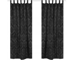 vidaXL 2 cortinas negras barrocas de tafetán con lengüetas, 140 x 225 cm