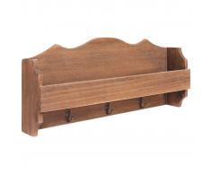 vidaXL Perchero de pared de madera marrón 50x10x23 cm