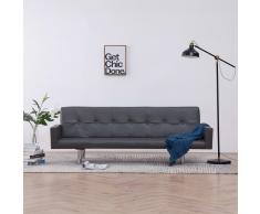 vidaXL Sofá cama con reposabrazos de cuero sintético gris