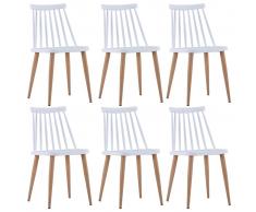vidaXL Sillas de comedor 6 unidades plástico blanco