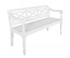 vidaXL Banco Batavia 136 cm madera maciza de caoba blanco