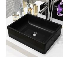 vidaXL Lavabo de cerámica rectangular negro 41x30x12 cm