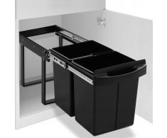 vidaXL Cubo de basura de cocina extraíble reciclaje cierre suave 48 L