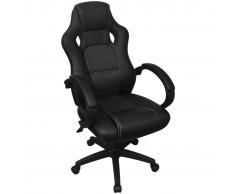 vidaXL Silla de Oficina Ejecutiva de Carreras Negro Cuero Sintético