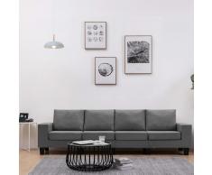 vidaXL Sofá de 4 plazas de tela gris oscuro