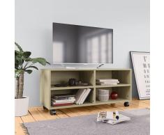 vidaXL Mueble TV con ruedas aglomerado color roble Sonoma 90x35x35 cm