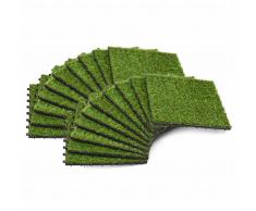 vidaXL Azulejos con césped artificial 20 uds 30x30 cm verde