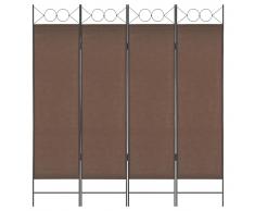 vidaXL Biombo divisor de 4 paneles marrón 160x180 cm