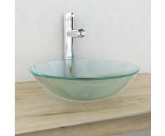 vidaXL Lavabo de vidrio templado 42 cm esmerilado