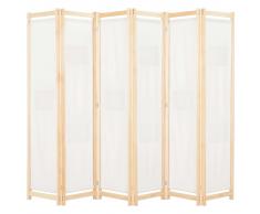 vidaXL Biombo divisor de 6 paneles de tela color crema 240x170x4 cm