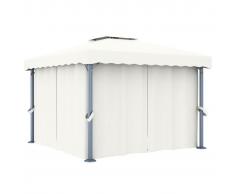 vidaXL Cenador con cortina blanco crema aluminio 3x3 m