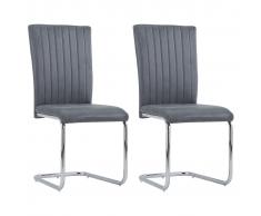 vidaXL Sillas de comedor 2 unidades piel de ante artificial gris
