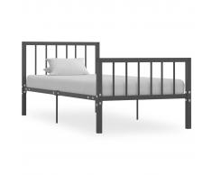 vidaXL Estructura de cama de metal gris 90x200 cm