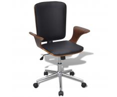 vidaXL Silla giratoria de oficina Bentwood con tapicería de piel sintética