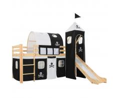 vidaXL Cama alta para niños tobogán y escalera madera pino 97x208 cm