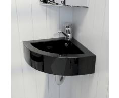 vidaXL Lavabo con rebosadero 45x32x12,5 cm negro