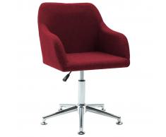 vidaXL Silla de oficina giratoria de tela color vino tinto
