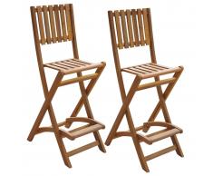 vidaXL Taburetes plegables de bar de jardín 2 uds madera maciza acacia
