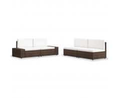 vidaXL Juego de muebles de jardín 4 piezas ratán sintético marrón