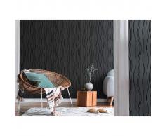 vidaXL Rollos de papel pintado no tejido 4 uds ondas negro 0,53x10 m