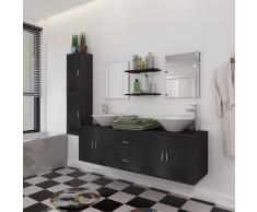 vidaXL Set muebles para baño con lavabo y grifo 11 uds Negro