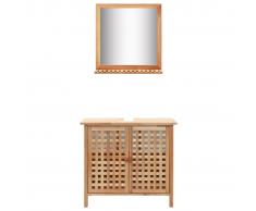 vidaXL Mueble de lavabo con espejo de madera maciza de nogal