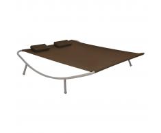 vidaXL Tumbona doble de exterior de acero 200x173x45 cm marrón