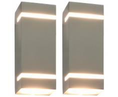 vidaXL Lámparas de pared para jardín 2 uds. rectangular plateado 35 W